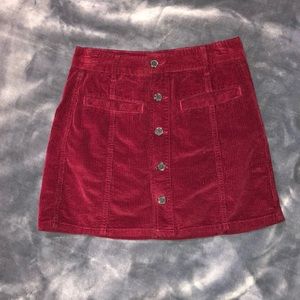 Burgundy hi-rise a-line skirt